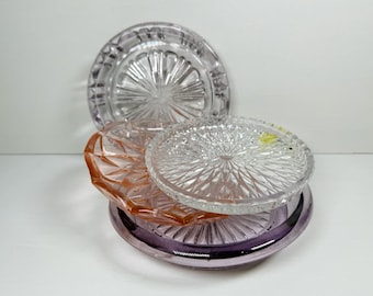 Vintage French Cut Glass Wine Bottle Coasters