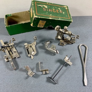Vintage Singer attachments box 456360 1930s Low Shank sewing machine attachments