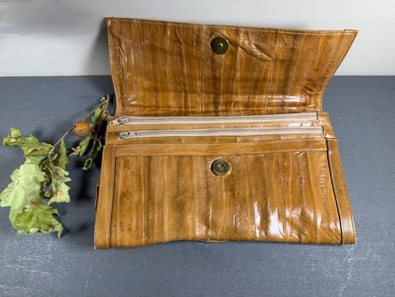 70’s Honey Eel Skin Clutch by vintage designer main image 0