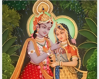 Radhakrishna Printable, digital Vibrant & Spiritual Wall Decor| Krishna with Radha| mahabharat painting, krishna painting,krishna on chariot