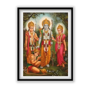Ram Darbar painting, Digital Print, ShreeRam, laxman, hanuman Home Decor,Instant Download, Hinduism, Ramayan, Vedic Art, Hindu God, ramprint