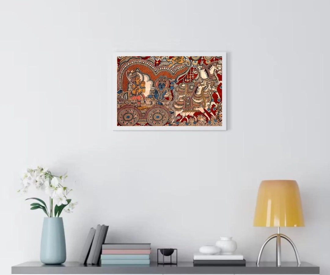 Krishna and Arjuna on Chariot Mahabharat Painting Portrait Digital Art