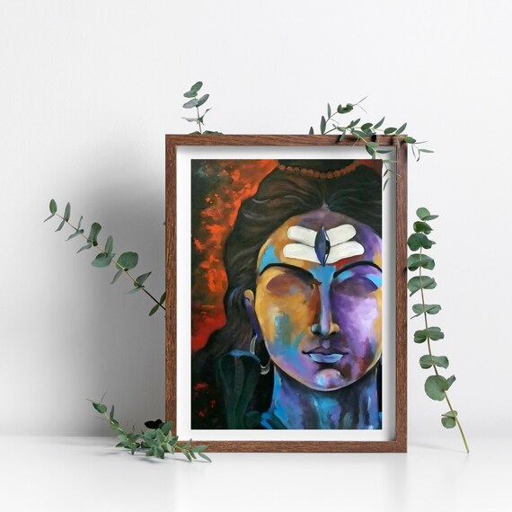 Lord Shiva Painting, Digital Art Print, Hindu God Painting, Spiritual Home Decor, shiva lingam, shiva print, Shiva Abstract Print,  Wall Art