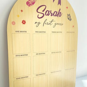 Personalized Baby&#39;s First Year Photo Board: Maple Wood Milestone Collage