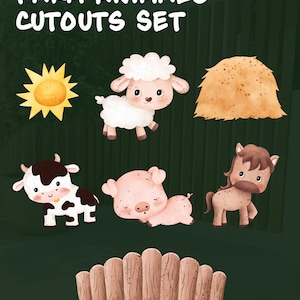 Farm Animal Cutouts Set: Barnyard Birthday Party Decor