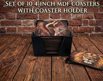 Custom 4 inch square MDF sublimated coasters.. Set of  10