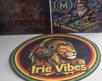 Reggae DJ sublimated slipmats - Irie Vibes  (Pair)