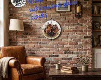 30cm custom sublimated glass wall clocks