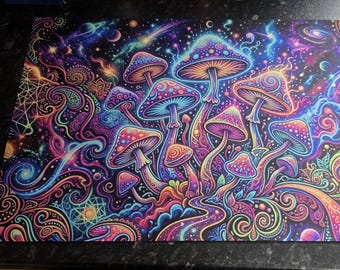 Shroomz - canvas mounted on MDF board