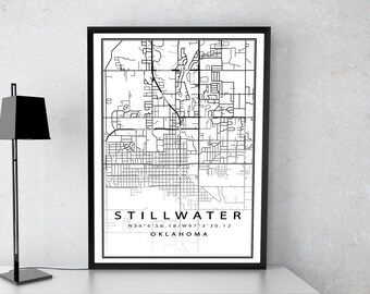 Map of Stillwater, Oklahoma - Etsy