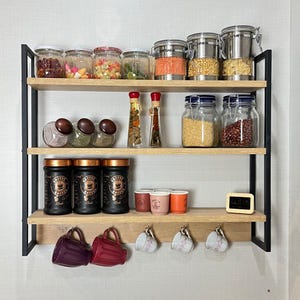Wall Mounted Metal Spice Rack - Kitchen Organizer Shelf - Metal Storage Shelf - Coffee Stand - Saving Storage Solution - Modern Design