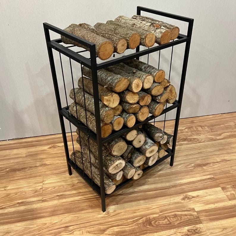 Tier Log Rack 3 Tier Firewood Rack, Wood Holder, Firewood Stand, Metal Shelf ...