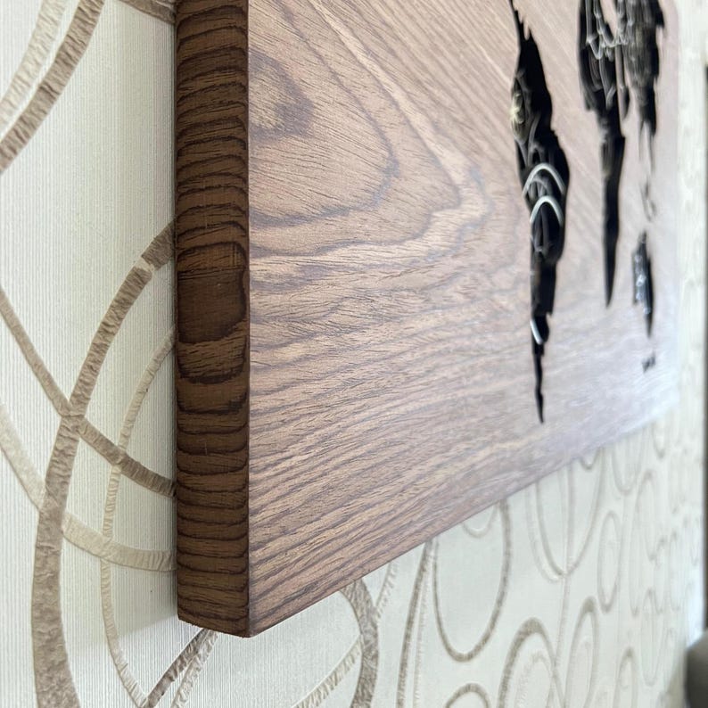 Wood Wall Panel, Wooden World Map Board, Handmade Wall Art, Luxury