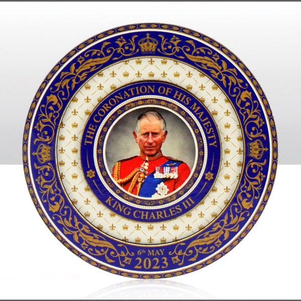 Coronación del rey Carlos III 6 de mayo de 2023 Imán redondo de madera 70 mm