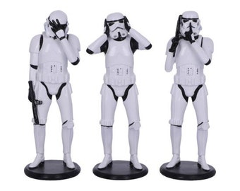 Star Wars Stormtroopers - Set of 3 Wise Stormtroopers Hear no evil, See no evil, Speak no evil, 14cm Tall,Resin,Brand New, Boxed, Ideal gift