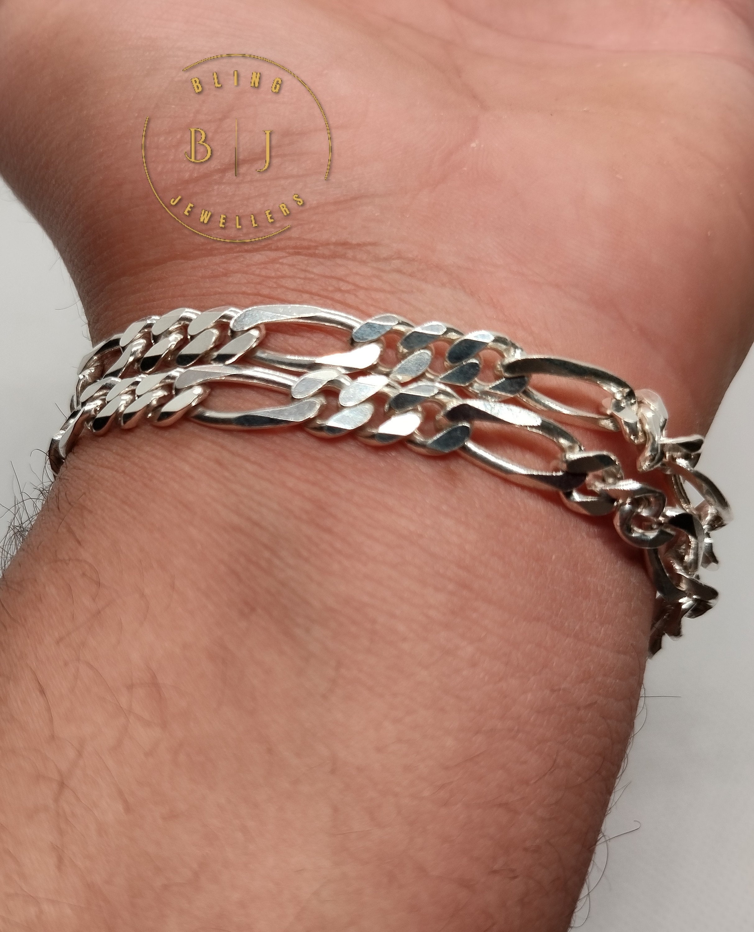 Real Solid 925 Sterling Silver D/C Figaro Chain Necklaces 3mm 5mm 7mm,9mm &amp; 13mm In 8",9",10",16",18",20",22",34",30