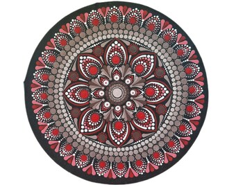 Mandala With Intention  12'' (30 cm) I Round Canvas I Free wooden easel | Hand-Painted I Dotart I Akrylic I Gift I Decor
