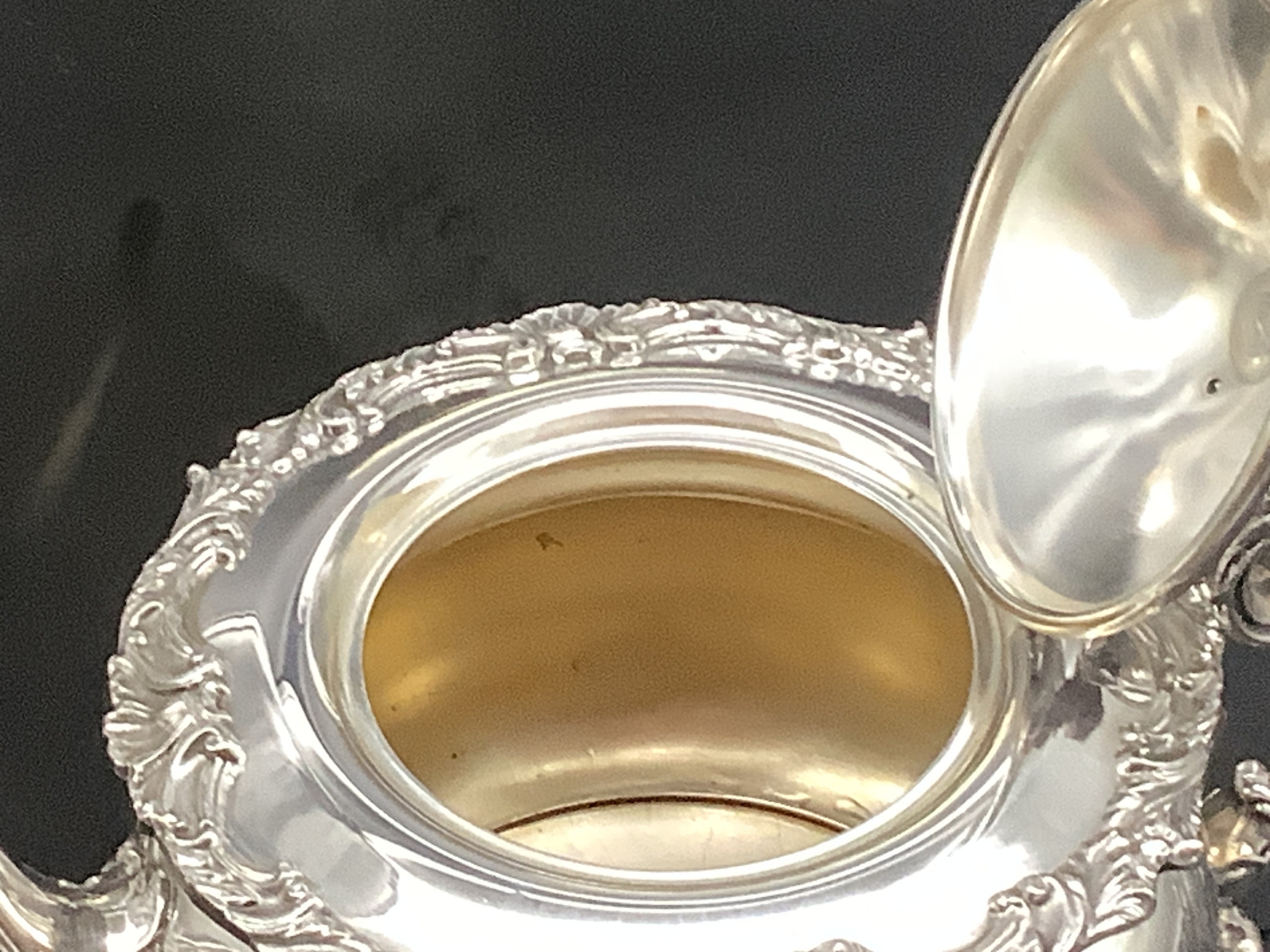 Old English Reproduction Style Silver Plated Teapot Cream and