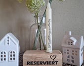 3er Set Reserviert-Schild aus Eichenholz mit Kerzenhalter – Handgefertigte Tischdeko für Café, Hochzeit & Events