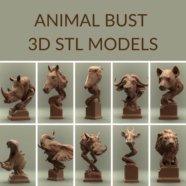 Animals Bust 3D Print Stl Pack