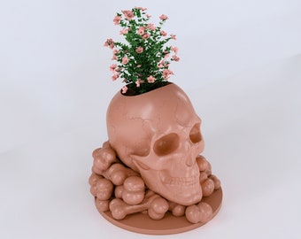 Skull and Bones Vase 3D STL Files, 3D Skull Print Files