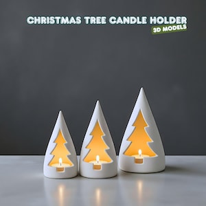 クリスマスツリーキャンドルホルダー3DプリントSTLファイル、クリスマスランタン3Dプリントモデル、モダンな冬の家庭装飾