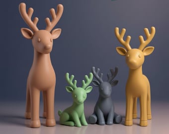 Christmas Deer Set 3D Print Stl Files, Nordic Style Winter Decor, Christmas Decor 3D Printable Models