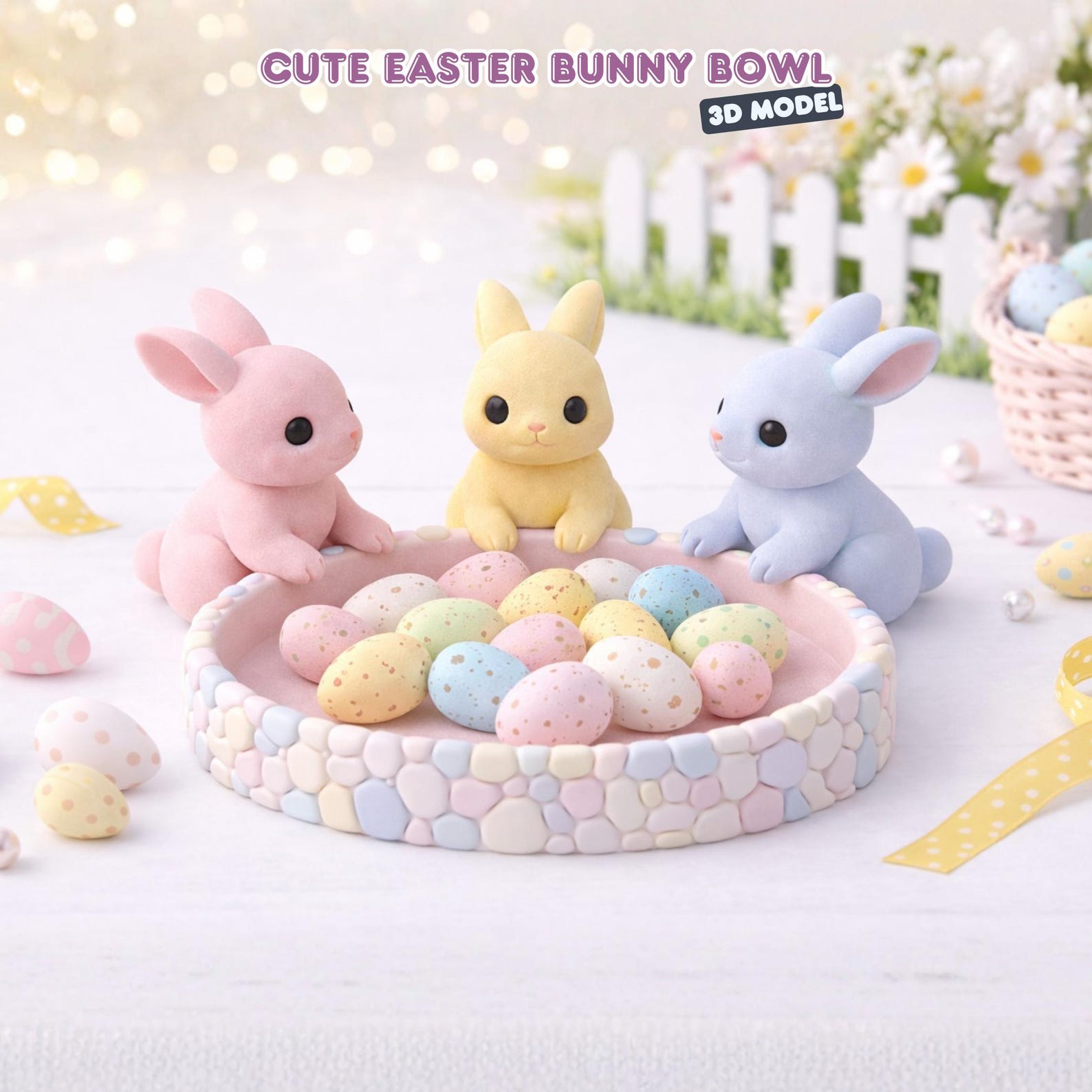 Cute Easter Bunny Bowl 3D Print STL File - Etsy