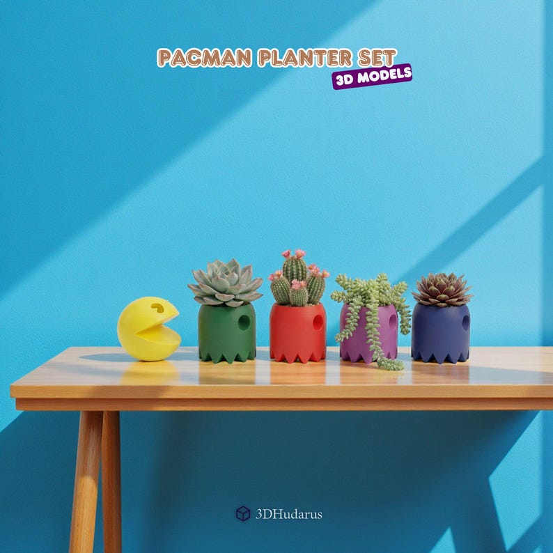 Pacman Planter Set 3D Print Stl Files image 2