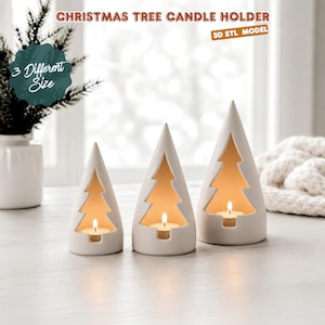 Kerstboom kaarsenhouder 3D print STL-bestanden, kerstlantaarn 3D printbare modellen, moderne winterse huisdecoratie