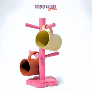 Mug Stand 3D STL Files, Modern Mug Holder 3D Print Files, Minimalist Coffee Bar Organizer 3D Printable Models