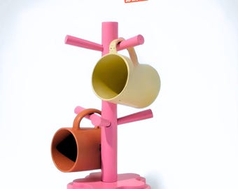 Mug Stand 3D STL Files, Modern Mug Holder 3D Print Files, Minimalist Coffee Bar Organizer 3D Printable Models