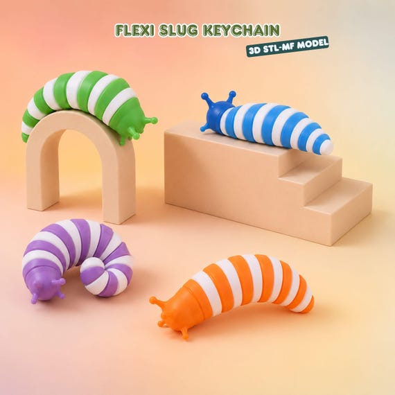Flexi Slug Stl Files, Articulated 3D Printer Files, STL&3MF Files