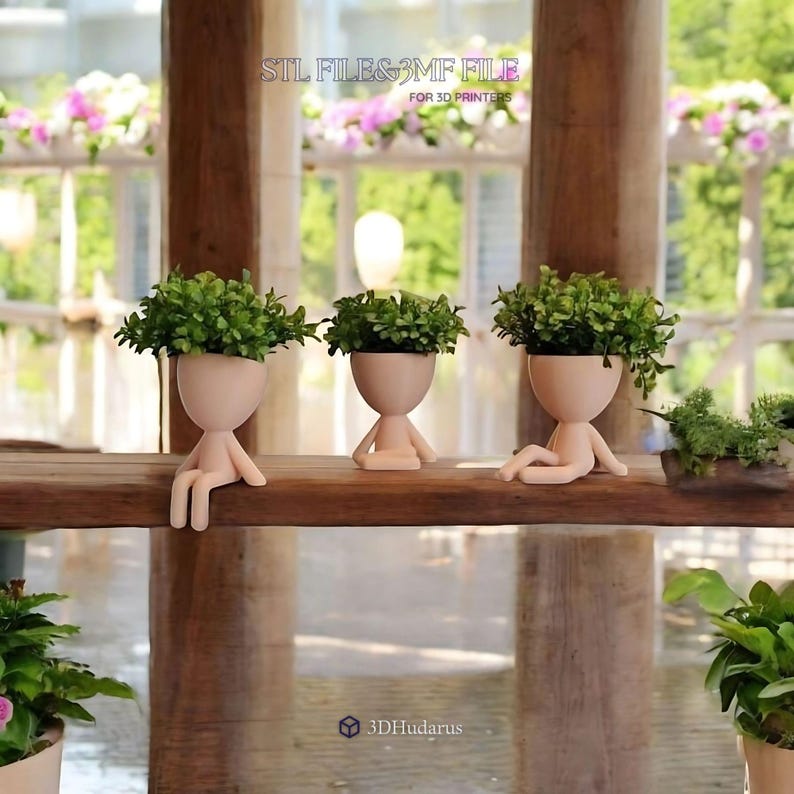 PlantBuddy Planter 3D Print Stl Files, 3D Planter Print Files, Vase Printer Items, 3D Home Decor Gift Idea image 4