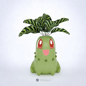 Chikorita Planter 3D Print STL File - Planter 3D Printable STL Model