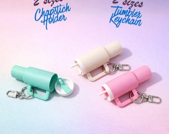 Tumbler Keychain 3D Print Stl Files, Chapstick Holder Bag Charm
