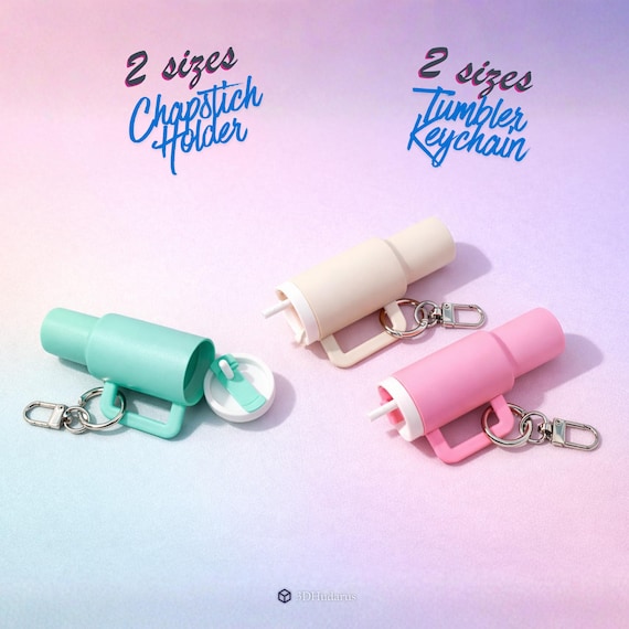 Tumbler Keychain 3D Print Stl Files, Chapstick Holder Bag Charm