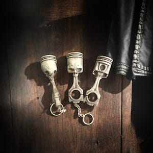 Archivos Stl para impresión 3D de llaveros con pistón de calavera, archivos para impresión de llaveros 3D