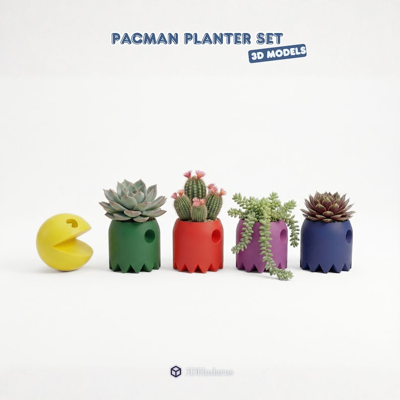 Pacman Planter Set 3D Print Stl Files image 1