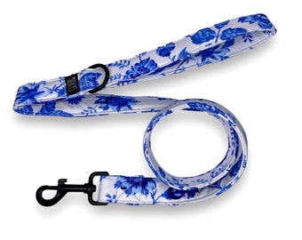 White & Blue Floral Dog Lead