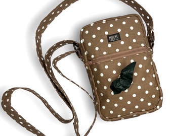 Brown & White Polka Dot Dog Walking Bag