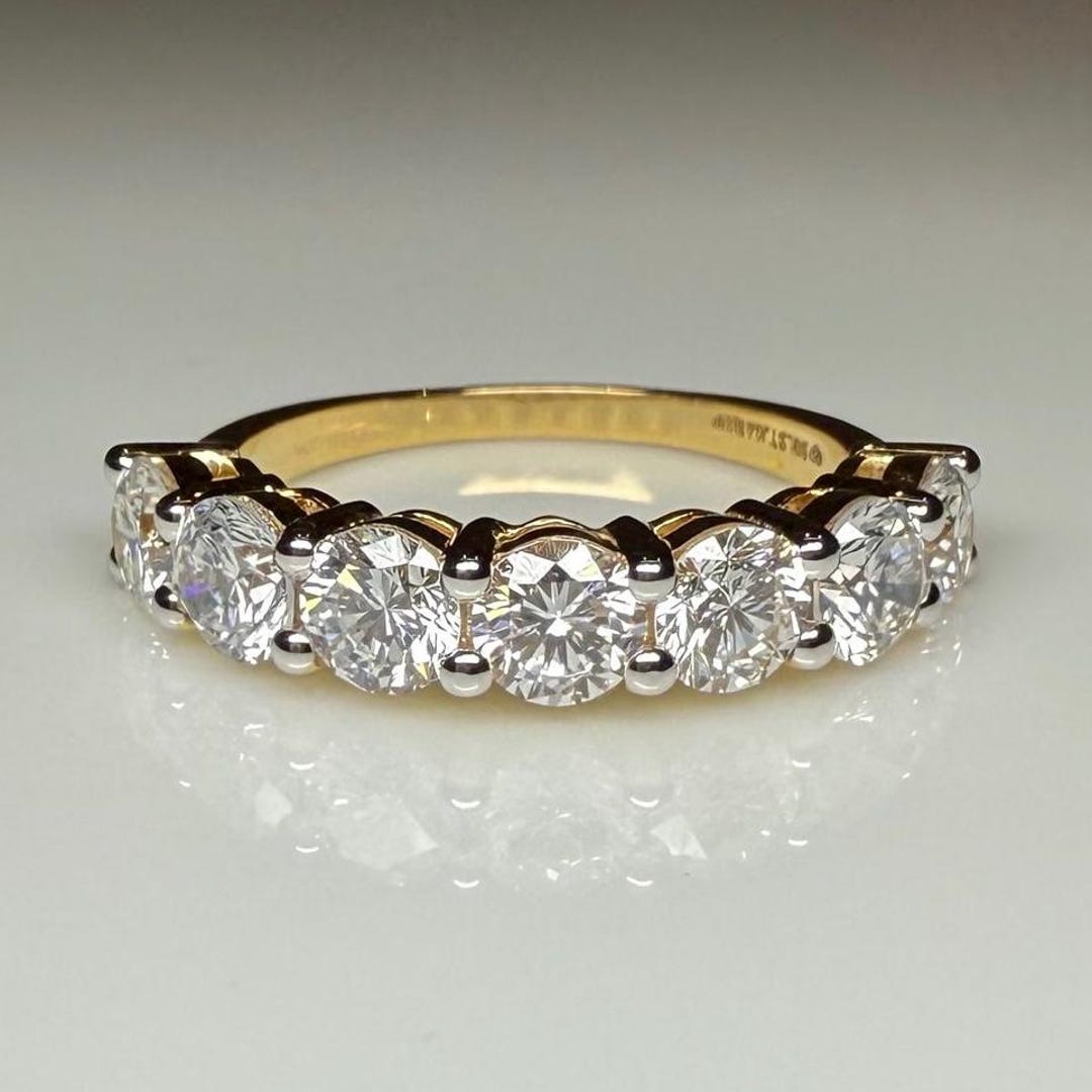 14K Gold Lab Grown Diamond Wedding Band | 4.5MM Seven Stone Eternity ...