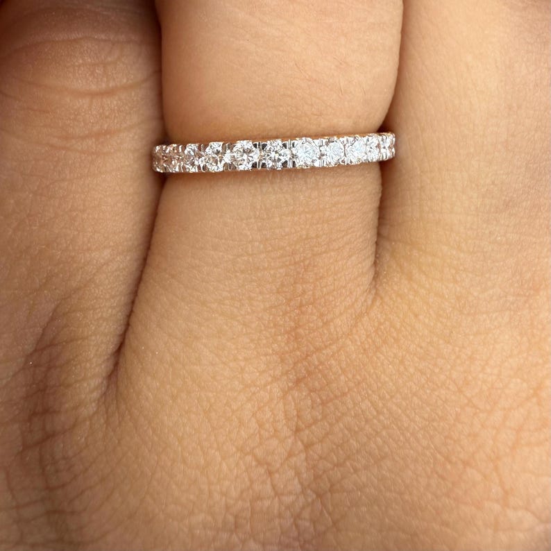 Lab Grown Diamond 14K Gold Eternity Wedding Band | Stacking Ring - Etsy