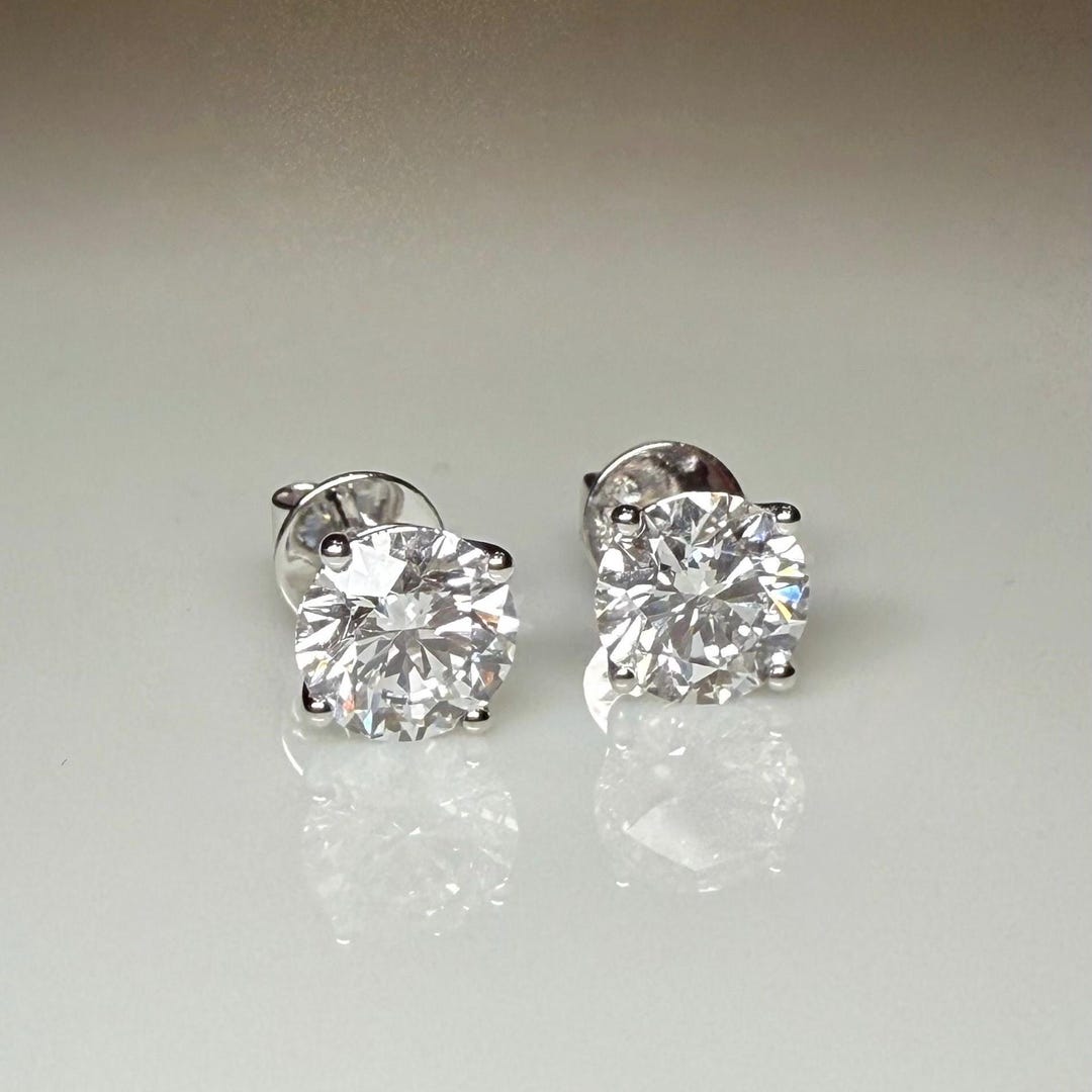 IGI Certified Lab Grown Diamond Stud Earrings: 14K Gold E/VS - Etsy