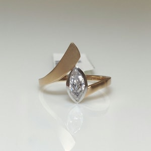 Marquise Lab Grown Diamond Ring In 14K Gold | Engagement Ring | Modern Open Design | Marquise Cut Diamond Solitaire Ring | Gift for Her