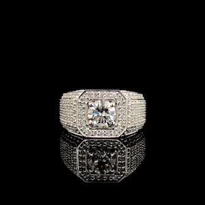 Mens Lab Grown Diamond Ring | 2CTW Engagement Ring 14K Solid Gold | IGI Certified Center Diamond | Wedding Band Luxury Ring for Him