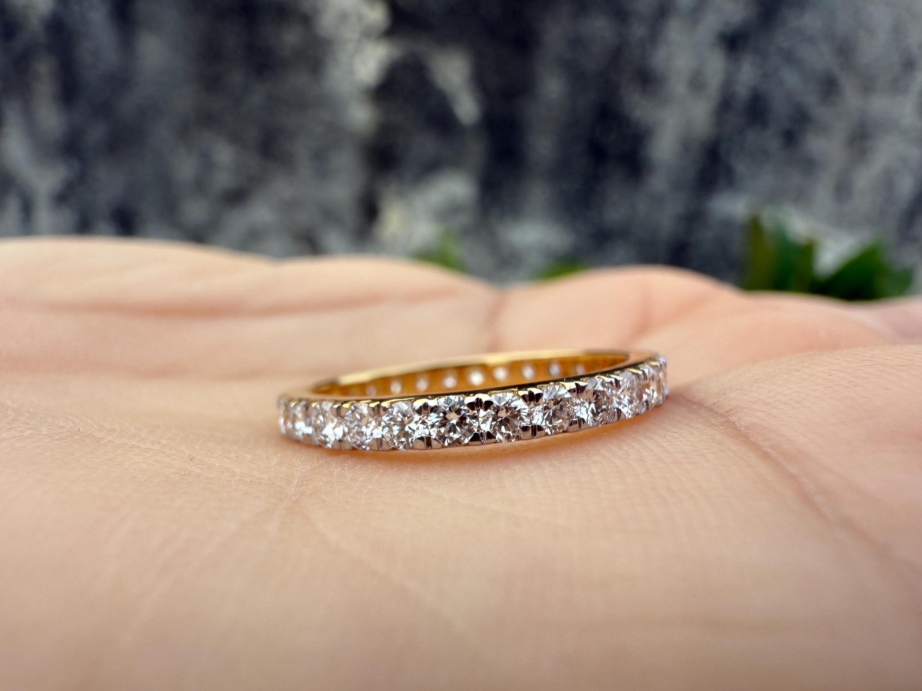 Lab Grown Diamond 14K Gold Eternity Wedding Band | Stacking Ring - Etsy