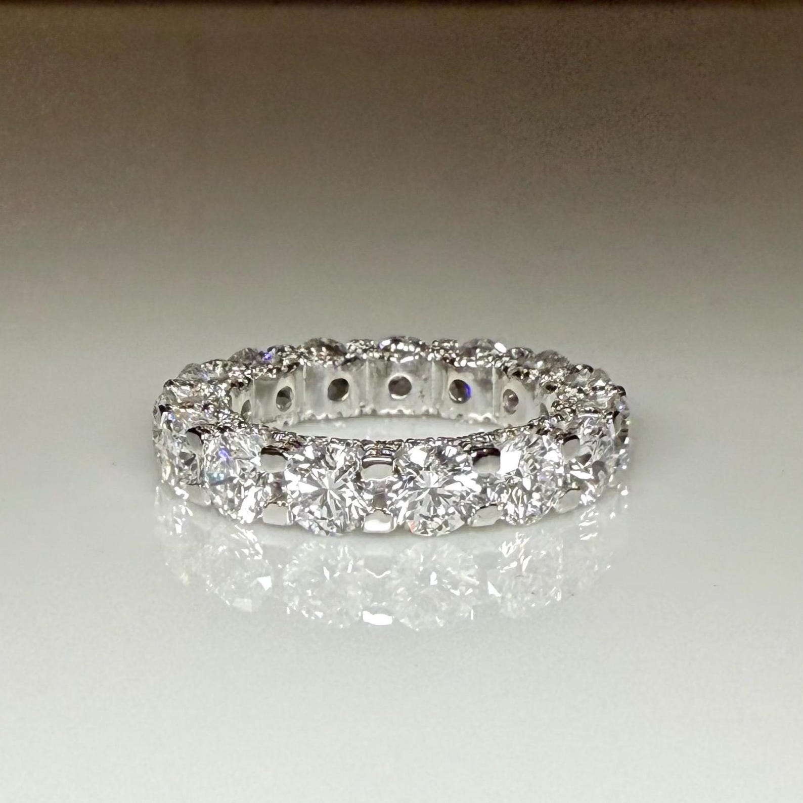 Lab Grown Diamond Eternity Band | 14K Solid Gold Halo Wedding Ring - Etsy
