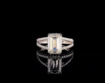 Emerald Cut Lab Grown Diamond Ring | 2.30ct Engagement Ring | 14K Solid Gold Wedding Ring | IGI Certified | Elegant Bridal Jewelry for Her