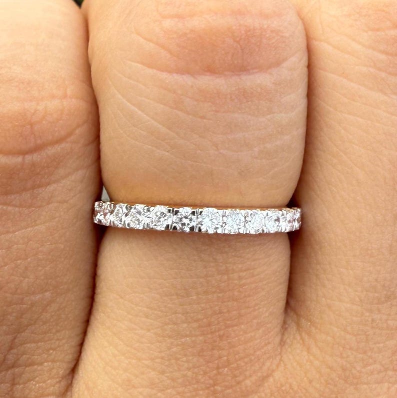 Lab Grown Diamond 14K Gold Eternity Wedding Band | Stacking Ring - Etsy
